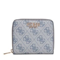 Mały Portfel Damski Guess. Niebieskie portfele damskie Guess, z aplikacjami. Za 219.99 zł.