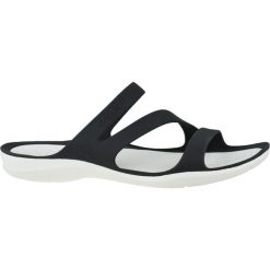 Klapki damskie Crocs Swiftwater Sandal W. Czarne klapki damskie Crocs, bez wzorów, z materiału, bez obcasa, bez zapięcia. Za 255.00 zł.