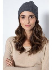 Just Cashmere Kaszmirowa czapka "Cleo" w kolorze antracytowym rozmiar: onesize. Czarne czapki damskie Just Cashmere, bez wzorów, z kaszmiru. Za 143.99 zł.