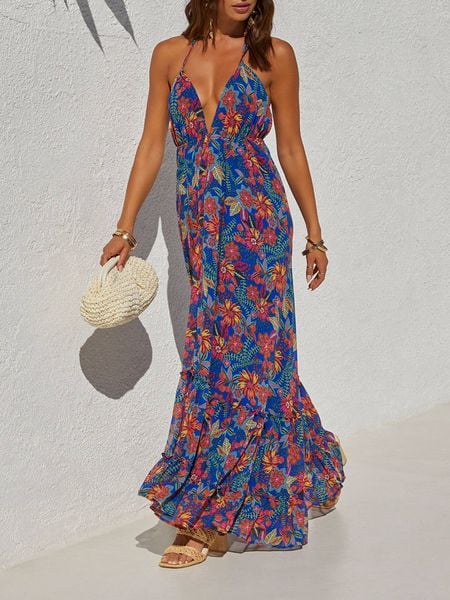 LA Angels Sukienka w kolorze niebiesko-czerwonym rozmiar: M. Czerwone sukienki damskie LA Angels, bez wzorów, bez ramiączek. Za 179.22 zł.