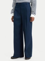 Tommy Hilfiger Spodnie materiałowe Dressing WW0WW50135 Granatowy Wide Leg. Niebieskie spodnie materiałowe damskie Tommy Hilfiger, bez wzorów, z bawełny. Za 699.99 zł.