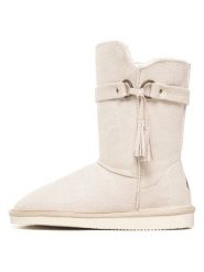 ISLAND BOOT Botki zimowe "Crawford" w kolorze kremowym rozmiar: 39. Brązowe botki damskie Island Boot, na zimę, z materiału, bez obcasa, bez zapięcia. Za 165.99 zł.