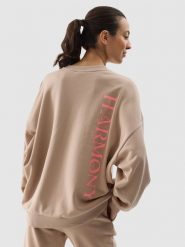 4F Bluza dresowa oversize nierozpinana bez kaptura damska - beżowa L. Brązowe bluzy damskie 4F, l, bez wzorów, z bawełny, bez kaptura. W wyprzedaży za 79.99 zł.