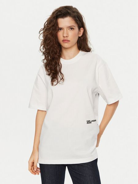 Karl Lagerfeld Jeans T-Shirt A1W17030 Biały Relaxed Fit. Białe t-shirty damskie Karl Lagerfeld Jeans, s, bez wzorów, z bawełny, bez kołnierzyka. Za 219.99 zł.