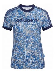 Adidas Koszulka sportowa "Originals x Liberty Cali" w kolorze niebieskim rozmiar: XXS. Niebieskie koszulki sportowe damskie Adidas, xxs, bez wzorów, bez ramiączek, outdoorowe. Za 139.95 zł.