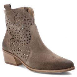Brązowe Kowbojki Armodo Stylowe Obuwie Damskie Na Obcasie. Brązowe kozaki damskie Armodo, z jeansu, bez obcasa, na obcasie, bez zapięcia. Za 429.00 zł.