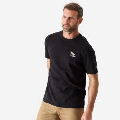 Koszulka wędkarska z krótkim rękawem Caperlan Karp. Czarne bluzki damskie CAPERLAN, xl, bez wzorów, z bawełny, sportowe, bez kołnierzyka, bez ramiączek. Za 49.99 zł.