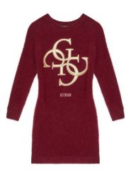 Guess Sukienka dzianinowa J5BK08 Z0720 Czerwony Regular Fit. Czerwone sukienki dziewczęce Guess, z aplikacjami, z dzianiny, bez ramiączek, proste. Za 199.99 zł.