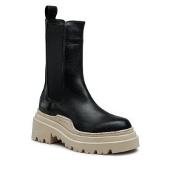 Sztyblety Badura. Czarne botki damskie Badura, bez obcasa, na słupku, bez zapięcia. Za 429.99 zł.