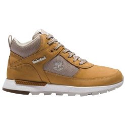 Buty zimowe damskie, Field Trekker Mid leather. Żółte obuwie trekkingowe damskie Timberland, z gumy, bez zapięcia. Za 499.99 zł.