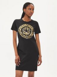Just Cavalli Sukienka codzienna 76PAOG12 Czarny Regular Fit. Czarne sukienki damskie Just Cavalli, bez wzorów, z bawełny, bez ramiączek. Za 909.99 zł.