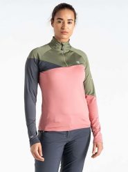 Dare 2b Koszulka funkcyjna "Ice II CoreStretch" w kolorze różowo-oliwkowo-antracytowym rozmiar: 42. Brązowe koszulki damskie Dare 2b, bez wzorów, z materiału, bez kołnierzyka, bez ramiączek. Za 104.39 zł.