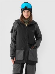 4F Kurtka snowboardowa membrana 10000 damska - czarna XL. Czarne kurtki damskie 4F, na zimę, m, bez wzorów, z dzianiny, z kapturem. W wyprzedaży za 399.99 zł.
