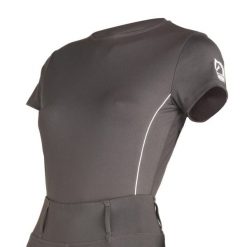 Damska koszulka do jazdy konnej Tattini Passiflora PE 2025. Szare koszulki damskie TATTINI, bez wzorów, bez kołnierzyka, bez ramiączek. Za 297.50 zł.