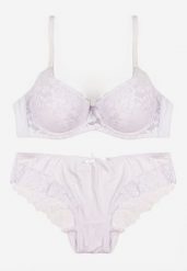 Biały Koronkowy Komplet Majtki Figi i Biustonosz Eziselle. Białe komplety bielizny Renee, bez wzorów, z jeansu. Za 39.99 zł.