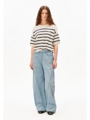 Armedangels Sweter ''Striped'' w kolorze kremowo-czarnym rozmiar: M. Brązowe swetry klasyczne damskie ARMEDANGELS, m, ze splotem, bez kołnierzyka. Za 214.95 zł.