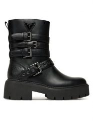 Guess Botki FLTSVO FAL10 Czarny. Czarne botki damskie Guess, ze skóry, bez obcasa, na płaskiej podeszwie, bez zapięcia. Za 609.99 zł.