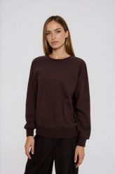 Bluza z dżetami brązowa. Brązowe bluzy damskie MOODO, l, bez wzorów, z bawełny, bez kaptura. Za 129.99 zł.