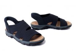 RIEKER 68895-14 blue, sandały damskie. Niebieskie sandały damskie Rieker, bez wzorów, bez obcasa, bez zapięcia. Za 230.93 zł.