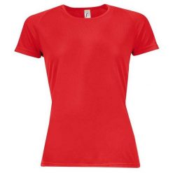 Koszulka Damska Sportowa Raglanowa. Czerwone koszulki sportowe damskie SOL'S, m, bez wzorów, bez ramiączek, trekkingowe. Za 41.99 zł.