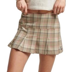 Damska spódnica w kratę z półprześwitem Superdry. Szare spódnice damskie Superdry, uniwersalny, bez wzorów. Za 299.90 zł.