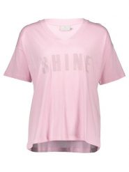 Kaffe Koszulka w kolorze jasnoróżowym rozmiar: S. Różowe koszulki damskie Kaffe, s, bez wzorów, z bawełny, bez kołnierzyka, bez ramiączek. Za 37.12 zł.