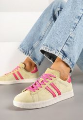 Żółte Sneakersy Zamszowe Typu Tenisówki ze Skórzaną Wkładką Ciarivione. Żółte obuwie sportowe damskie Renee, z jeansu, bez zapięcia, tenisowe. Za 159.99 zł.