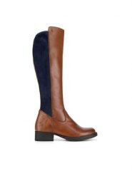 Rieker Kozaki Z9591-23 Brązowy. Brązowe kozaki damskie Rieker, ze skóry, bez obcasa, na płaskiej podeszwie, bez zapięcia. Za 399.00 zł.