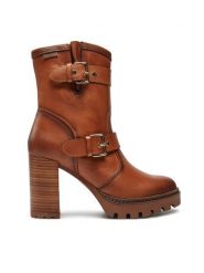 Pikolinos Botki W1J-8791 Brązowy. Brązowe botki damskie Pikolinos, ze skóry, bez obcasa, na słupku, bez zapięcia. Za 839.99 zł.
