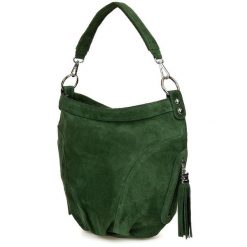 Worek skórzany Vera Pelle L81 c. zielony. Zielone torebki klasyczne damskie ze skóry, na ramię, bez dodatków. Za 164.99 zł.