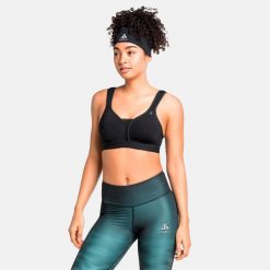 Biustonosz sportowy Odlo Sport bra PADDED HIGH. Czarne biustonosze sportowe damskie ODLO, bez wzorów. Za 349.98 zł.