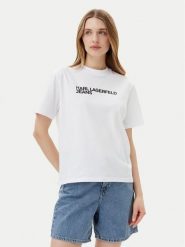 Karl Lagerfeld Jeans T-Shirt A1W17005 Biały Relaxed Fit. Białe t-shirty damskie Karl Lagerfeld Jeans, m, bez wzorów, z bawełny, bez kołnierzyka. Za 249.99 zł.