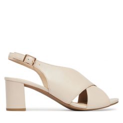 Sandały Caprice. Białe sandały damskie Caprice, bez wzorów, bez obcasa, na słupku, bez zapięcia. Za 329.99 zł.