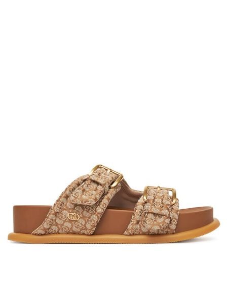 Liu Jo Klapki Loren 09 SA5127 TX439 Beżowy. Brązowe klapki damskie Liu Jo, bez wzorów, z materiału, bez obcasa, bez zapięcia. Za 539.99 zł.