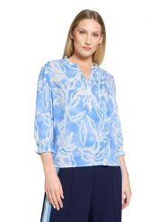 CARTOON Bluzka w kolorze błękitno-białym rozmiar: 44. Niebieskie bluzki damskie Cartoon, bez wzorów, bez kołnierzyka, bez ramiączek. Za 126.99 zł.