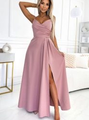 Sukienka Model Chiara 299-16 Dirty Pink - Numoco. Różowe sukienki damskie NUMOCO, z aplikacjami, z elastanu, eleganckie, bez ramiączek. Za 568.16 zł.