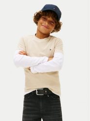 Tommy Hilfiger T-Shirt KB0KB06879 Beżowy Regular Fit. Brązowe t-shirty i koszulki chłopięce Tommy Hilfiger, bez wzorów, z bawełny, bez kołnierzyka, bez ramiączek. Za 109.99 zł.