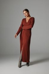 SUKIENKA NICOLE MARSALA XL - Flawless. Brązowe sukienki damskie Flawless, bez wzorów, z materiału, eleganckie, bez ramiączek. Za 469.00 zł.