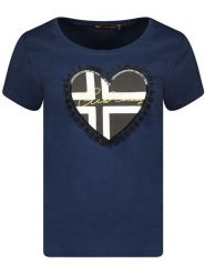 Geographical Norway Koszulka "Jeduction" w kolorze granatowym rozmiar: XXL. Niebieskie bluzki damskie Geographical Norway, xxl, bez wzorów, z bawełny, bez kołnierzyka, bez ramiączek. Za 37.30 zł.