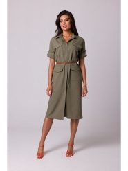 Be Wear Sukienka w kolorze oliwkowym rozmiar: M. Brązowe sukienki damskie Be Wear, bez wzorów, ze skóry, bez ramiączek. Za 198.10 zł.
