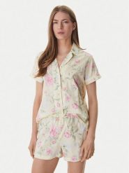LAUREN RALPH LAUREN Piżama ILN12493 Żółty Regular Fit. Żółte piżamy damskie Lauren Ralph Lauren, bez wzorów, z bawełny, bez ramiączek. Za 449.99 zł.