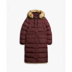 Długi płaszcz z sztucznego futra dla kobiet Superdry Everest. Fioletowe płaszcze damskie Superdry, na zimę, xl, bez wzorów, z futra, bez kaptura. Za 978.25 zł.