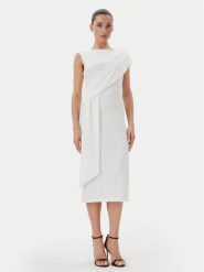 Rinascimento Sukienka koktajlowa CFC0019923002 Biały Regular Fit. Białe sukienki damskie Rinascimento, bez wzorów, z syntetyku, wizytowe, bez ramiączek. Za 459.99 zł.
