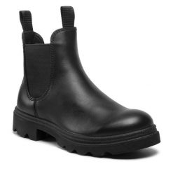 Sztyblety ECCO. Czarne botki damskie ECCO, bez obcasa, na płaskiej podeszwie, bez zapięcia. Za 589.99 zł.