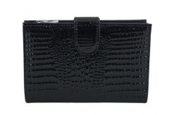Portfel skórzany damski lakierowany na zatrzask - Czarny. Czarne portfele damskie Barberinis, bez wzorów, z lakierowanej skóry. Za 159.99 zł.