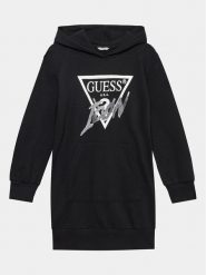 Guess Sukienka codzienna J3YK33 KA6R3 Czarny Regular Fit. Czarne sukienki dziewczęce Guess, z aplikacjami, z bawełny, bez ramiączek, proste. Za 369.99 zł.