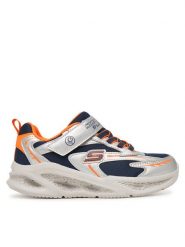 Skechers Sneakersy Meteor-Lights - Glow-Strider 401497L/SLOR Srebrny. Szare buty sportowe chłopięce Skechers, ze skóry, bez zapięcia. Za 199.99 zł.