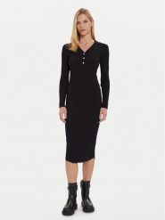 Morgan Sukienka dzianinowa 252-RMEXAS Czarny Slim Fit. Czarne sukienki damskie Morgan, bez wzorów, z dzianiny, bez ramiączek. Za 379.99 zł.