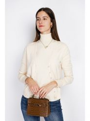 ASSUILI 2-częściowy zestaw w kolorze kremowym rozmiar: 34. Brązowe swetry klasyczne damskie Assuili, z kaszmiru, bez kołnierzyka. Za 153.71 zł.