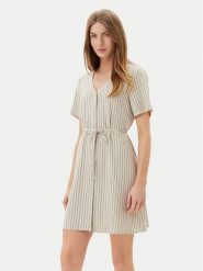 Vero Moda Sukienka letnia Mymilo 10322976 Beżowy Loose Fit. Brązowe sukienki damskie Vero Moda, bez wzorów, ze lnu, bez ramiączek. Za 109.99 zł.